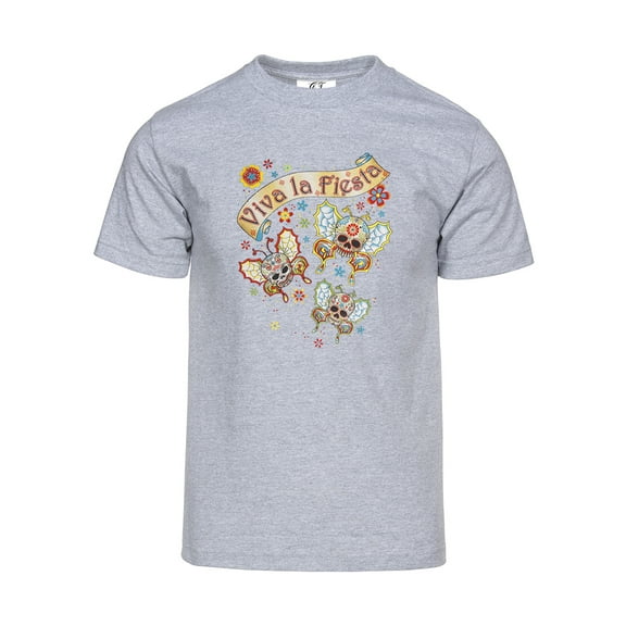 Mens Viva La Fiesta Sugar Skull Short-Sleeve T-Shirt - Heather Grey - 3X-Large