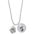 thumbnail image 1 of Delight Jewelry Silvertone Flower Silvertone Script Initial Disc - I - Charm Necklace, 20"+3", 1 of 4