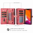 thumbnail image 3 of Dteck Detachable Slim Cover 2 in 1 Premium Leather Folio Magnetic Wallet Credit Card Slot Shock Protection Removable Carrying Cover, For iPhone 11 6.1", red, 3 of 10