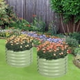 thumbnail image 3 of BPS Galvanized Metal Raised Garden Bed Kit, 2Pcs 2x2x1.4 ft Round Outdoor Planter Boxes for Vegetables Flowers, Green, 3 of 5