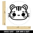thumbnail image 2 of Charming Kawaii Chibi Tiger Face Blushing Cheeks Self-Inking Rubber Stamp Ink Stamper - Fuchsia Ink - Medium 1 Inch, 2 of 7