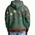 thumbnail image 4 of Wutalume Men's Casual Solid Color Zipper Long Sleeve Hooded Sweatshirt, Everyday Pullover with Christmas Print, Waffle Texture for Comfort and Style,Army Green L, 4 of 4