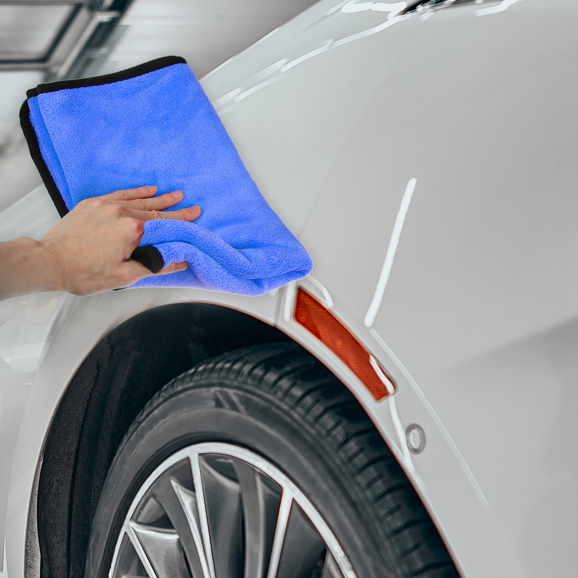 Unique Bargains Microfibre Car Drying Towel 80 x 60cm Extra Large Cleaning Cloth Grey Blue