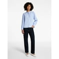 thumbnail image 3 of Time and Tru Women's Ruffle Neck Button Front Cotton Shirt with Long Sleeves, Sizes XS-XXXL, 3 of 6