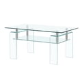thumbnail image 5 of Miekor Furniture Rectangle Clear Glass Coffee Table, Modern Glass Coffee Table for Living Room, 2-Tier Storage Center Coffee Table,Tempered Glass Tea Table 60915, 5 of 6