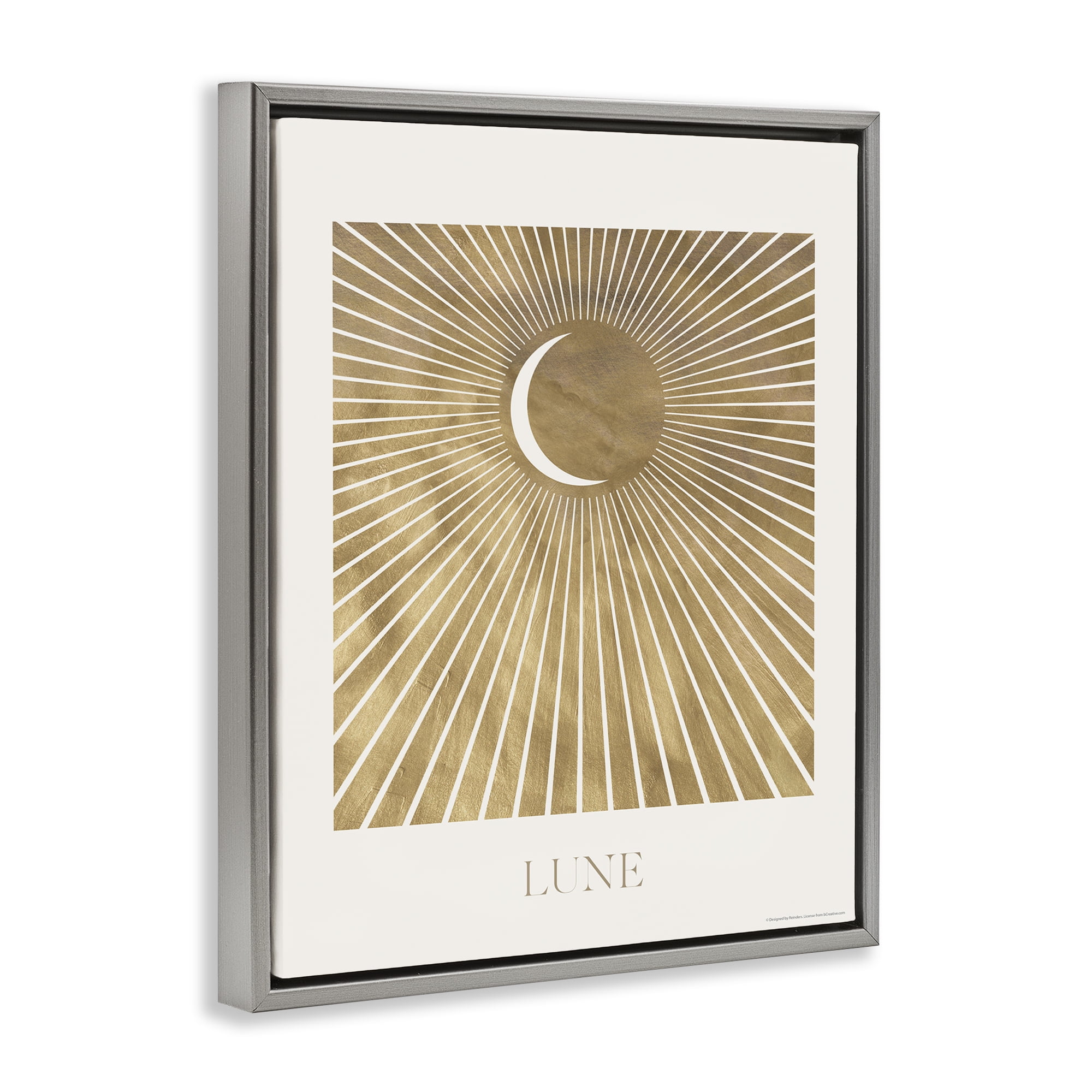 Stupell Industries Lune Boho Moon Astrology & Stars Painting Gray Floater Framed Canvas Art Print Wall Art, 17 x 21