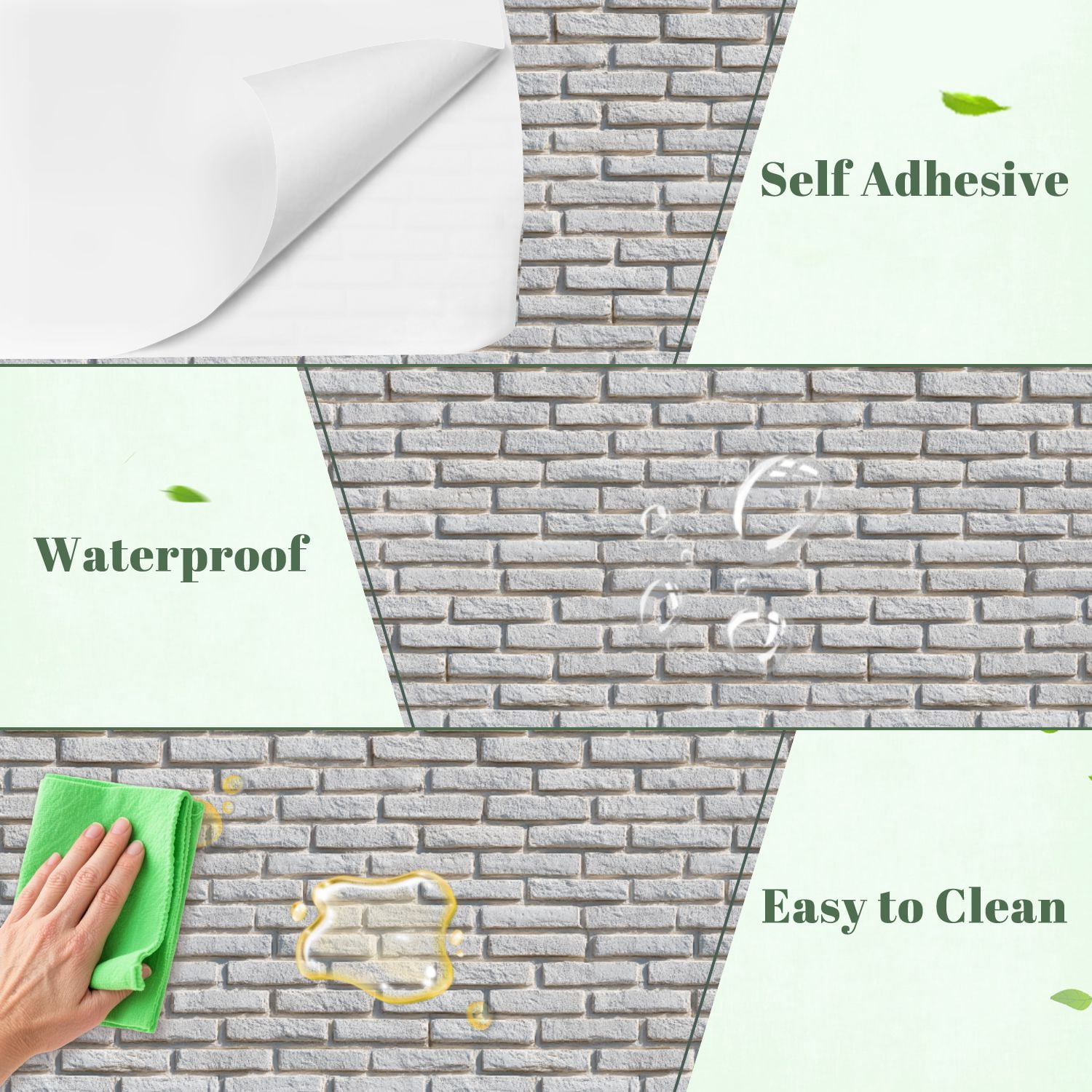 Peel and Stick Wallpaper White Brick Effect Wall Subtle Shadow Rough Surface Detail 17.7in x 118in Contact Paper Removable Self Adhesive Wall Mural Wall Decor for Bedroom Kitchen Cabinets