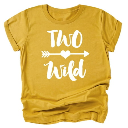 

Olive Loves Apple Two Wild 2nd Birthday Girls Shirt for Toddler Girls Second Birthday Outfit Mustard Shirt 3T