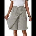 thumbnail image 1 of Pantalones Cortos de para Mujer, Bermudas Informales, Largos, de Cintura Alta, Cómodos y de Verano con Bolsillos Gris S, 1 of 8