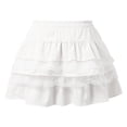 thumbnail image 4 of ZHOGXU Women'S Skirt Summer Elastic Waist Solid Color A Line Lace Trim Fashion Comfortable Mini Tutu Skirt For Everyday Wear,White,Xl, 4 of 5