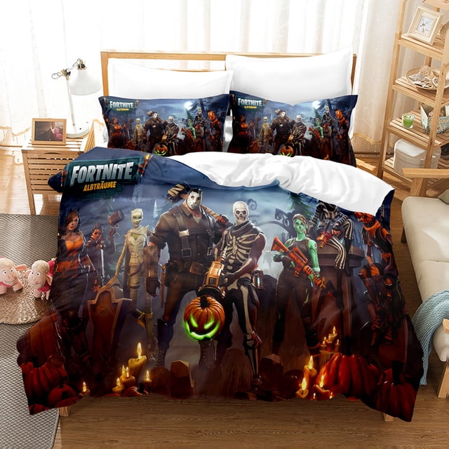 Cartoon Children's Game Fortress Night Quilt Cover Bedding 3D Digital Printing Three-piece Set-YOUYOU