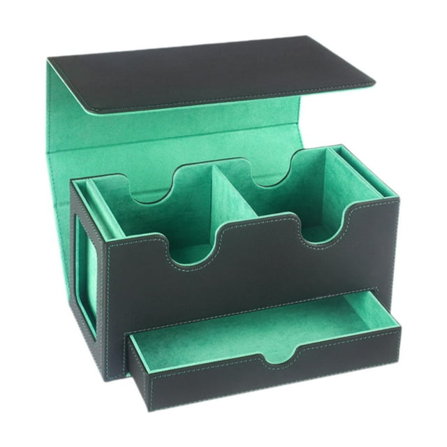 koolsoo Card Deck Box Sturdy PU Leather Cards Protector Deck Case Trading Cards Case Green