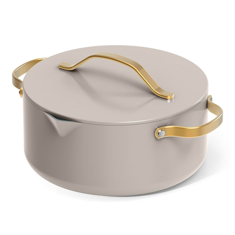 Beautiful 12pc Ceramic Non-Stick Cookware Set, Porcini Taupe By Drew Barrymore