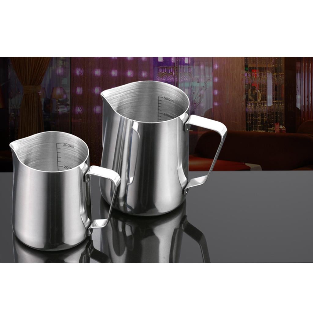 Fiocias 2Pcs Milk Frothing Pitcher Stainless Steel Metal - For Milk Frothers, Espresso