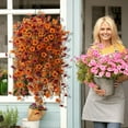 thumbnail image 4 of LKXGBMY Hanging Fall Artificial Fake Mums Flowers Plants Basket for Outdoor Decoration,Faux Silk Daisy Planters UV Resistant for Home Porch Patio Balcony Yard Autumn Decor(Dark Red with Orange), 4 of 7
