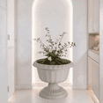 thumbnail image 4 of huayou Vintage European Pedestal Plastic Planter, Retro Fluted Urn Flower Pot for Hydroponic Greenery Patio Garden Home Decoration, 4 of 6