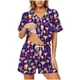 thumbnail image 2 of Idoravan pajamas for women set Women's Casual Printed Pocket Short Sleeve Spring And Summer Shorts Home Wear Pajama Fashion Set, 2 of 5