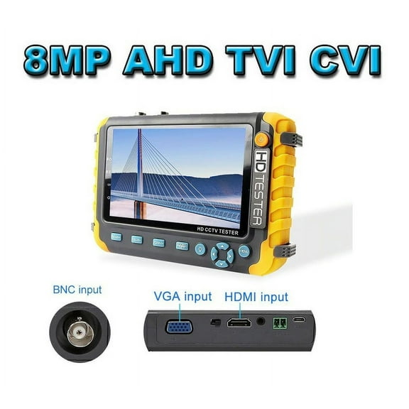 5 Inch 4 in 1 CCTV Monitor Tester, AHD/TVI/CVI/CVBS Coaxial Analog Video Monitor Tester, UTP/PTZ Cable Test for 1080P/4MP/5MP/8MP Analog Security Camera, VGA DC12V Output Camera Portable CCTV Tester