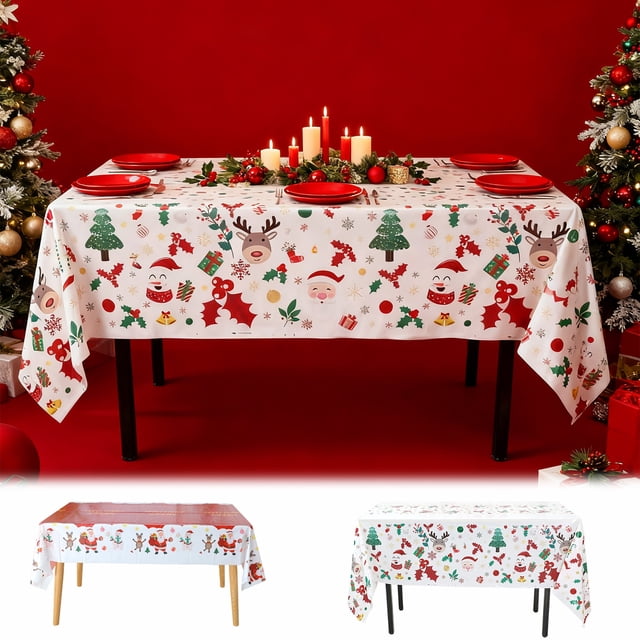 Bowayaoa Christmas Tablecloth for Dining Table, Waterproof Holiday Decor, Multicolor Cloth Table Cover for Kitchen Party, Festive Buffalo Plaid Table Topper