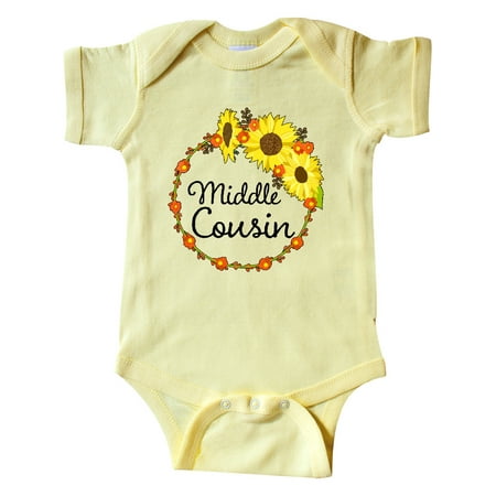 

Inktastic Middle Cousin Sunflower Wreath Gift Baby Boy or Baby Girl Bodysuit