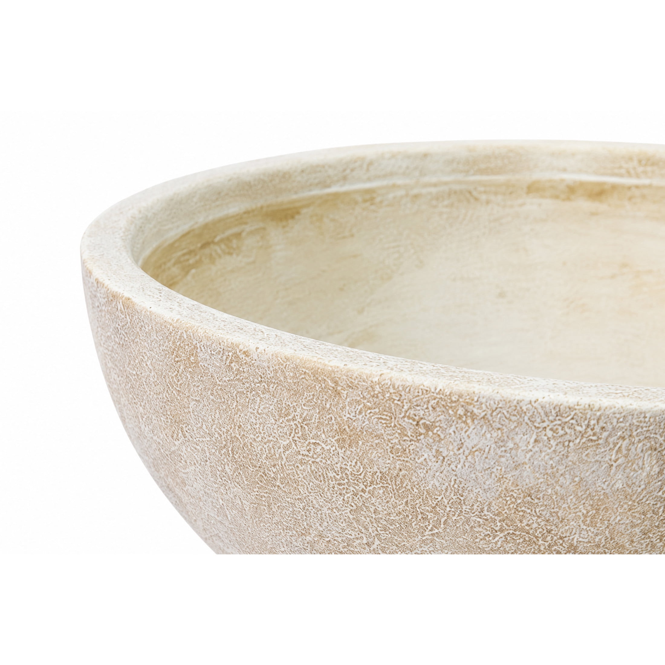 DecMode 11" Round Antique Style Washed Cream Ceramic Decorative Bowl with Three Round Legs