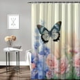 thumbnail image 2 of Orinice  Country Pink and Blue Floral Shower Curtain for Bathroom, Plant Green Eucalyptus and Nature Butterfly Fabric Shower Curtain with Hooks,Spring Garden Bathroom Curtain Shower Set, 36x72, 2 of 7