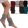 thumbnail image 1 of 2 pares de calentadores de piernas de ganchillo cortos cálidos de invierno para mujer, cubierta de calcetines de punto para botas, 1 of 5