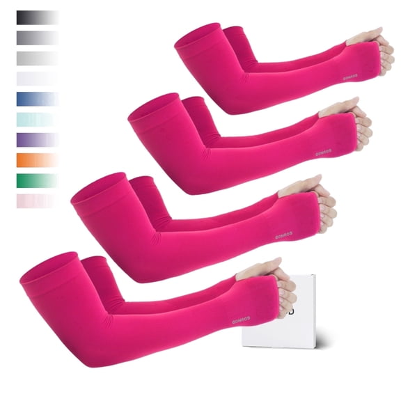 GOUNOD 4 Pairs Gardening Arm Sleeves for Women with Thumb Holes- Sun Protection Arm Sleeves for Outdoor Sports Driving Cooling Sleeves