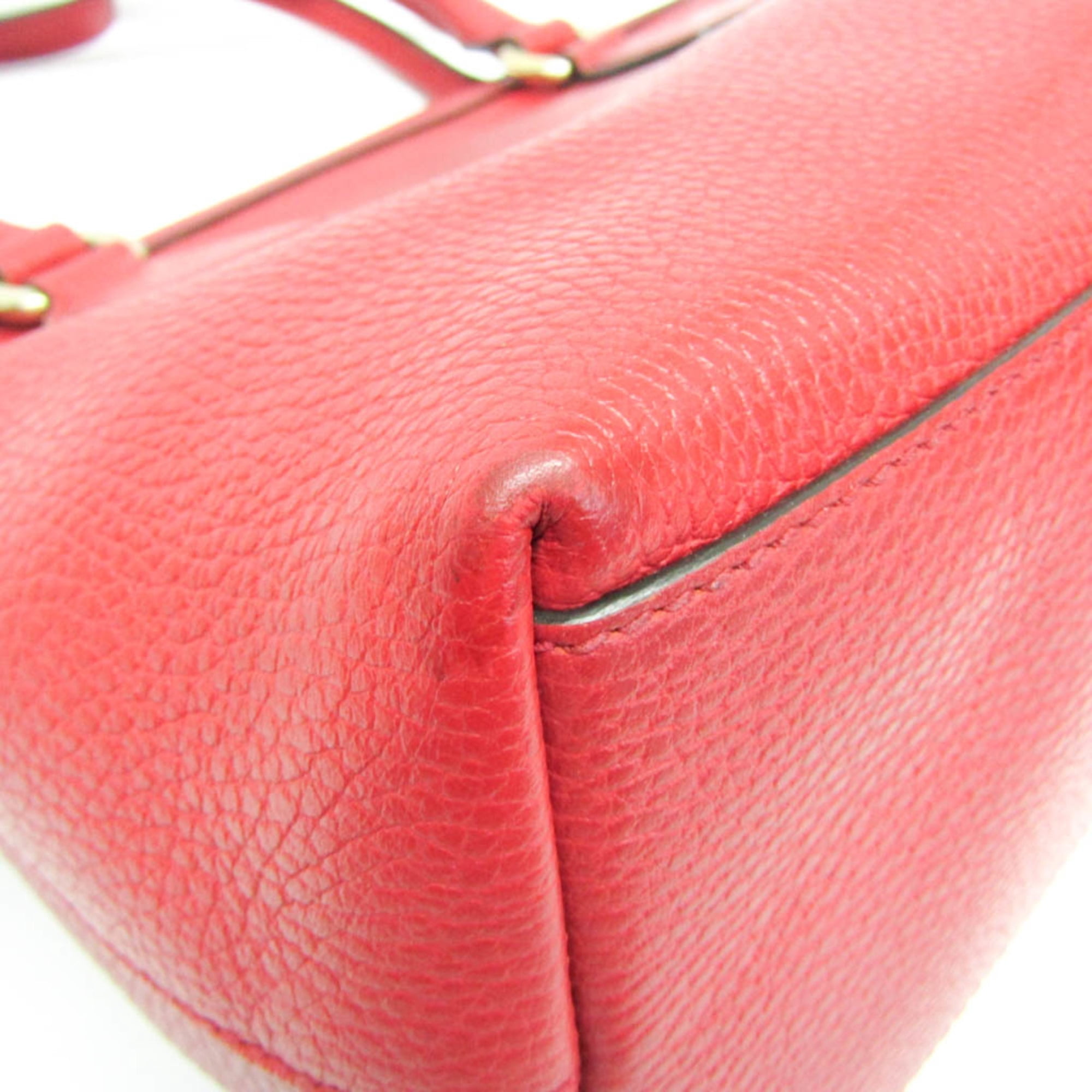 Pre-Owned Gucci Interlocking G 449659 Women's Leather Handbag,Shoulder Bag Red Color