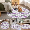 thumbnail image 6 of Round Area Rug-3ft Purple Grey Morocco Lattice Non Slip Washable Circle Carpet Soft Large Floor Rugs for Living Room Bedroom Nursery Office, 6 of 9