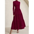 thumbnail image 2 of Vestido PRETTYGARDEN Maxi de Manga Larga Vino Otoño 2025, 2 of 5