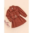 thumbnail image 3 of Toddler Baby Girls Dress Jacket Casual Solid Lapel Single Breasted A-Line Dress Coat Outfits with Belt for 1-7Y Kids, 3 of 9