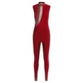 thumbnail image 4 of Fldy Womens Sparkly Rhinestone Gymnastics Romper Sleeveless Unitard for Rhythmic Dance Competition Burgundy S, 4 of 6