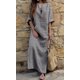 thumbnail image 1 of Vestido largo suelto Eccomum Algodón y lino con hilo a rayas Gris L, 1 of 4