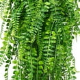 thumbnail image 3 of Artificial 2pack Fake Hanging Ferns Plant Faux Ivy Boston Outdoor UV Resistant Plastic (Green) A, 3 of 5