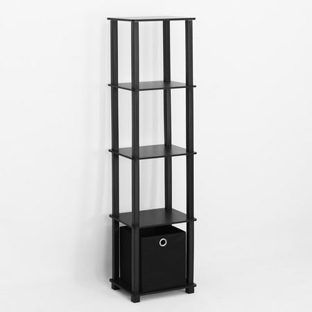 Deluxe Display Shelf - Furinno TNT No Tools 5-Tier Display Decorative Shelf with 1 Bin