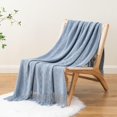thumbnail image 5 of Battilo Bluish Grey Throw Blanket for Couch,Textured Knit Throws with Tassels,Home Decor,50"x60", 5 of 8