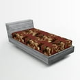 thumbnail image 2 of Ambesonne Peony Fitted Sheet, Blossoming Wild Romance Flora, Twin XL Size, Pale Redwood Green and Cocoa, 2 of 5