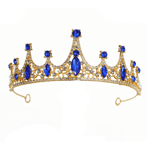 DESIGNICE Tiaras for Women,Alloy Rhinestones Crowns for Women,Glitter Tiara for Little Girls,Dark Blue