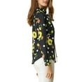 thumbnail image 5 of INSPIRE CHIC Women's Tie Ruffled Neckline Polka Dots Floral Blouse Tops S Black, 5 of 8