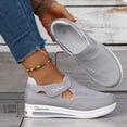 thumbnail image 3 of HEWUQI Womens Wedge Platform Slip on Lightweight Knit Mesh Casual Walking Shoes Breathable Non Slip Fashion Tennis Running Sneakers Gray Size 8, 3 of 5