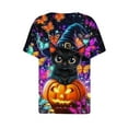 thumbnail image 4 of Jsaierl Women's Halloween Shirts Cute Pumpkin Ghost Graphic Tees Soft V Neck T-shirt Short Sleeve Holiday Blouse Tops Halloween Gifts, 4 of 5