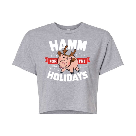 Toy Story - Hamm For The Holidays - Juniors Cropped Cotton Blend T-Shirt