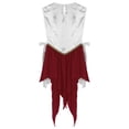 thumbnail image 4 of TiaoBug Womens Color Block Praise Lyrical Dance Dress Tunic Sides Split Irregular Liturgical Dancewear Burgundy XL, 4 of 5