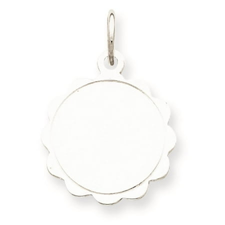 925 Sterling Silver Engravable Disc Charm Pendant 16mmx15mm