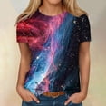 thumbnail image 4 of T-Shirts For Women 3D Galaxy Print T Shirts Glitter Shirts Blouse Fashionable Starry Summer Shirts Round Neck Short Sleeve Tops For Carnival Costumes Womens Tops, 4 of 6
