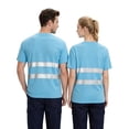thumbnail image 4 of TOMVIGX Men Reflective Quick Dry T Shirt Night Running Cycling High Visibility Safety Workwear Sky Blue XL, 4 of 6