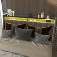 thumbnail image 5 of YDSM Full Size Bed Frame with LED, 4 Under-bed Portable Storage Drawers, Wings Headboard Design, Light Grey, 5 of 6
