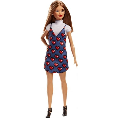 Barbie Fashionistas Doll Petite Wearing Heart Print Dress