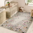 thumbnail image 5 of Wonnitar 5x7 Floral Washable Rug, Beige Rugs for Bedroom, Soft Low Pile Living Room Area Rug, Non-Slip Throw Carpet for Nursery Playroom, 5 of 12